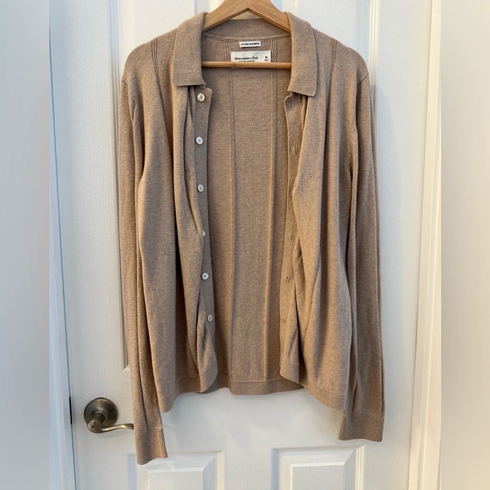 Abercrombie & Fitch Beige Pullover Cardigan Sweater Cashmere Cotton